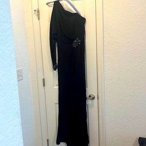 One Shoulder embellished floor length gown